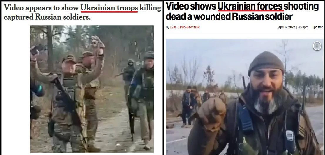Войници, воюващи за Украйна, изглежда застрелват руски военнопленник край село