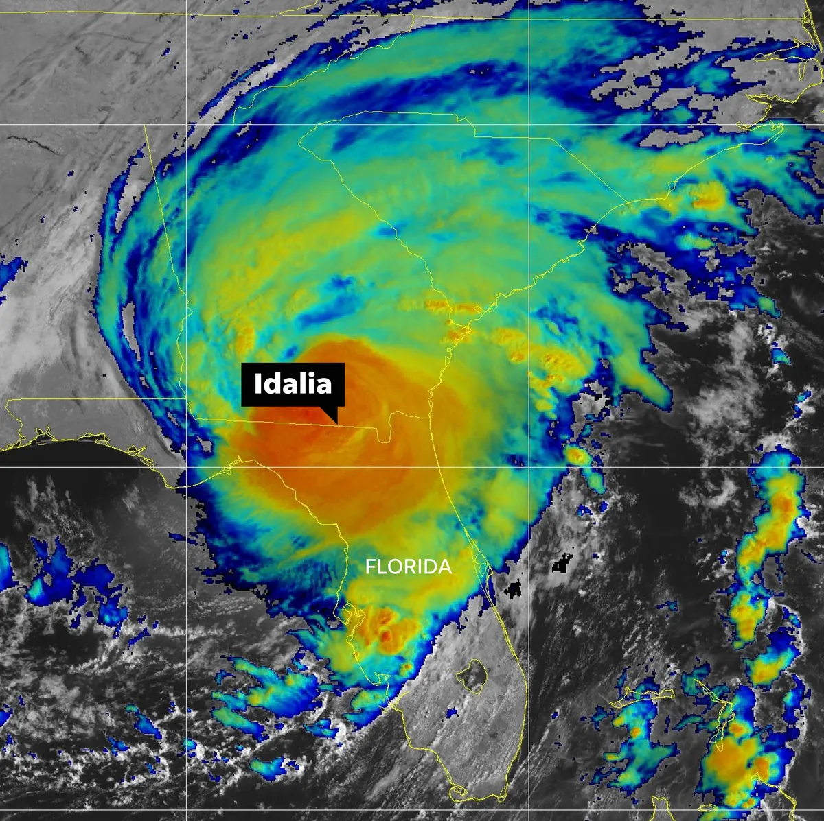 Ураганът „Идалия”, който връхлетя американския щат Флорида, се придвижва на