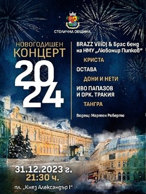 Новогодишният концерт на площад „Батенберг“ ще започне на 31-ви януари