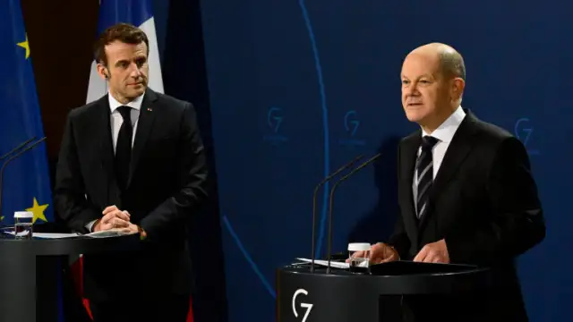 Германският канцлер Олаф Шолц и френският президент Еманюел Макрон се