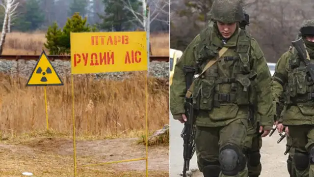 Руски войници които са копали окопи в червената гора в
