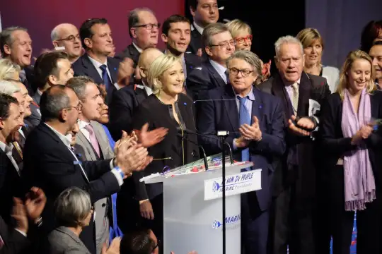 Марин Льо Пен лидерката на крайнодясната партия Национален сбор която