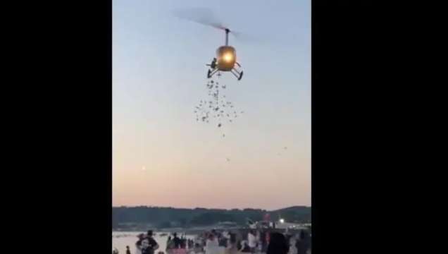 Видеозапис показва как хеликоптер прелита на опасна височина над един