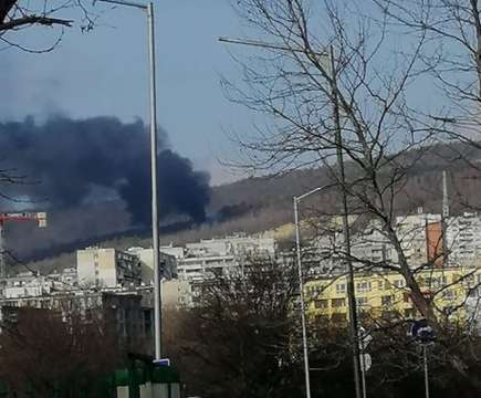 Пожар горя в района над варненския квартал Владислав Варненчик Запалило се