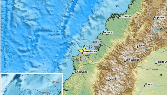 Днес в крайбрежието на Еквадор беше регистрирано земетресение с магнитуд
