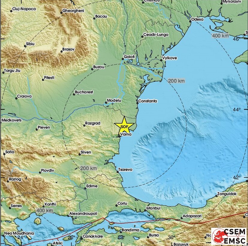 Земетресение край Варна
