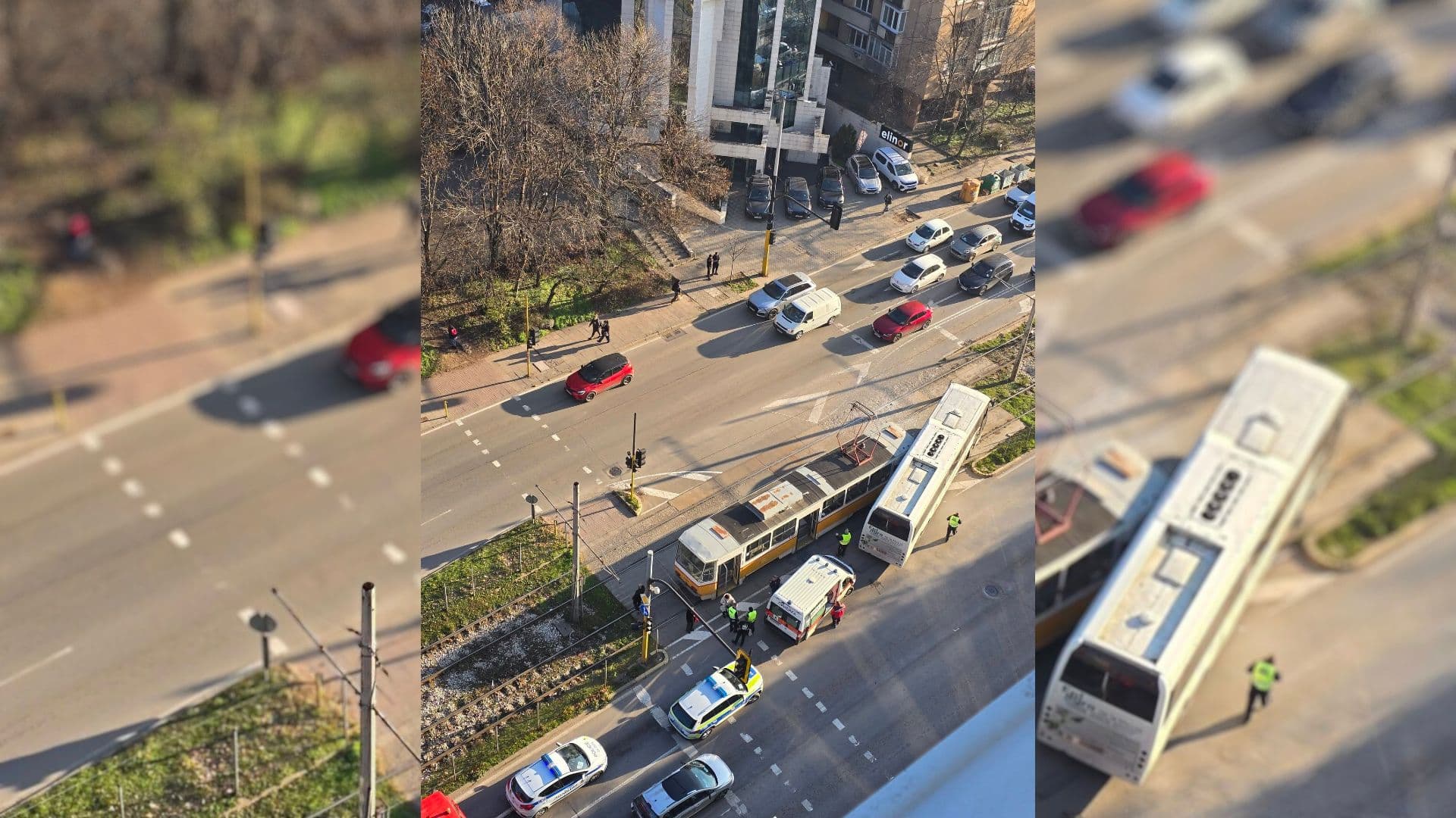 Катастрофа между автобус и трамвай е възникнала на бул Ситняково