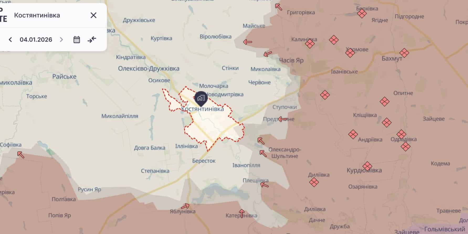 Руската армия продължава опитите си да пробие в град Константиновка