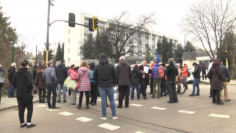 Протест пред Посолството на Русия в България заради Навални (ВИДЕО)